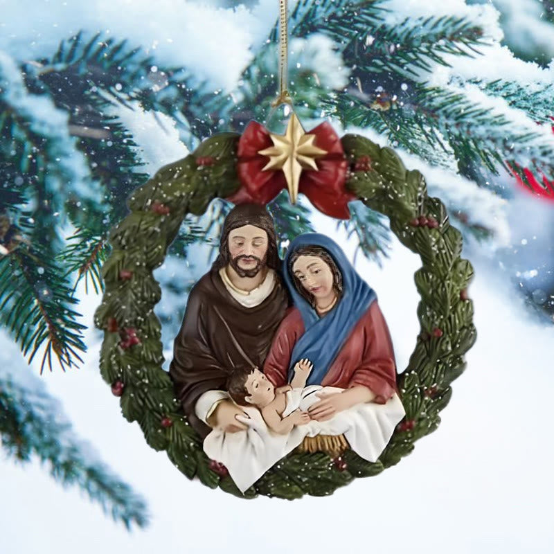 Christianartworkshop Farbiges Harzmodell im Stil der Heiligen Familie, Weihnachts-Parasiten-Ornamente - image 4