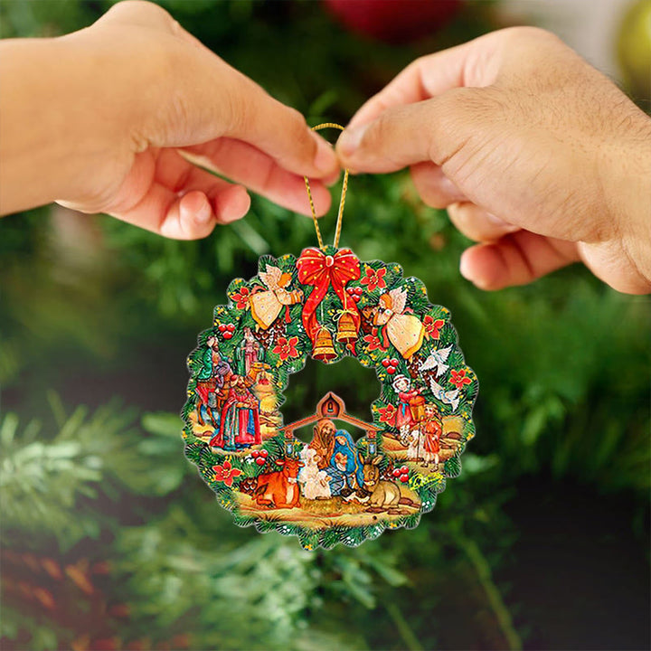 Christianartworkshop Weihnachtskrippe im farbigen Stil, Engel, Glocken, Kranz, Weihnachtskrippe, hängende Ornamente - image 8