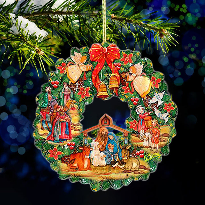 Christianartworkshop Weihnachtskrippe im farbigen Stil, Engel, Glocken, Kranz, Weihnachtskrippe, hängende Ornamente - image 6
