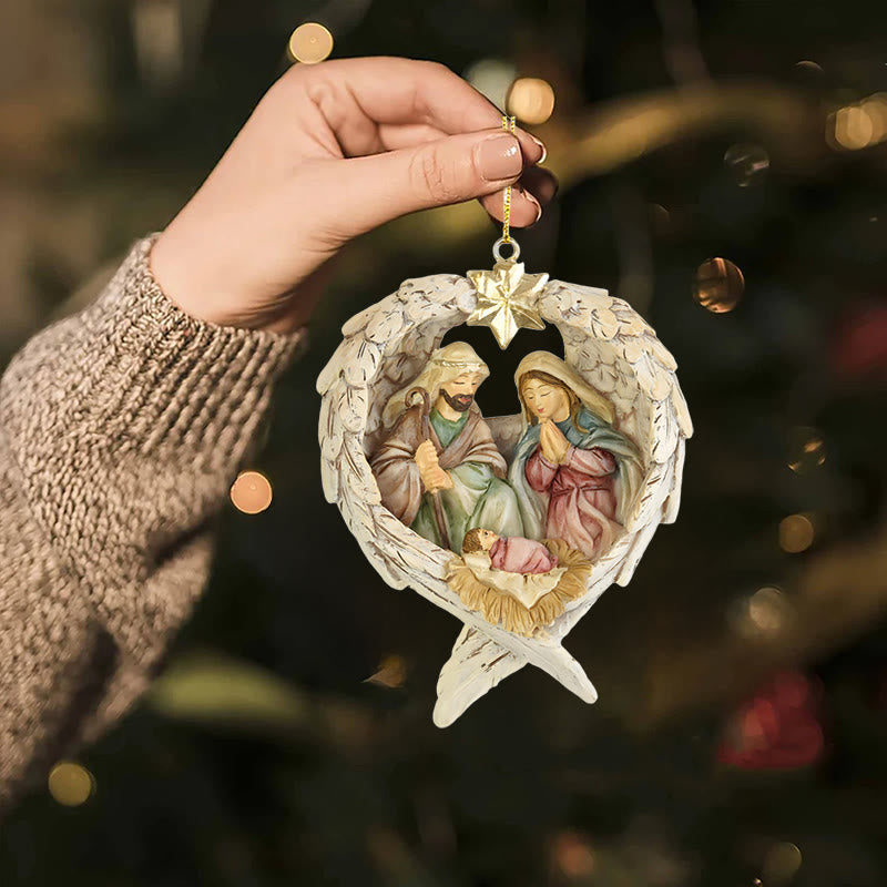 Christianartworkshop Weihnachtskrippe im klassischen Stil, Engel, Flügel, Stern, Weihnachtskrippe, hängende Ornamente - image 4