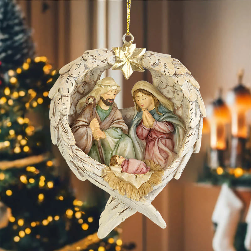 Christianartworkshop Weihnachtskrippe im klassischen Stil, Engel, Flügel, Stern, Weihnachtskrippe, hängende Ornamente - image 6
