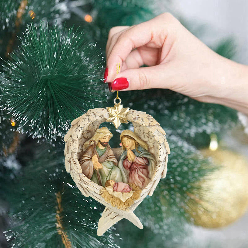 Christianartworkshop Weihnachtskrippe im klassischen Stil, Engel, Flügel, Stern, Weihnachtskrippe, hängende Ornamente - image 8