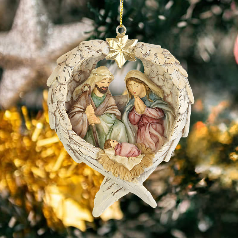 Christianartworkshop Weihnachtskrippe im klassischen Stil, Engel, Flügel, Stern, Weihnachtskrippe, hängende Ornamente - Weihnachtskrippe - image 0