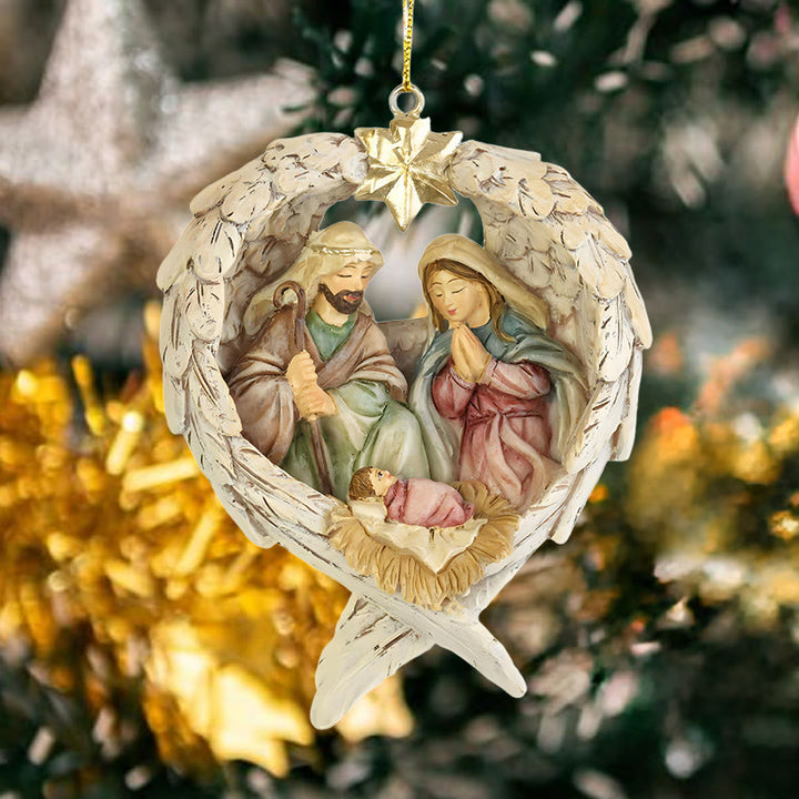 Christianartworkshop Weihnachtskrippe im klassischen Stil, Engel, Flügel, Stern, Weihnachtskrippe, hängende Ornamente - Weihnachtskrippe - image 0