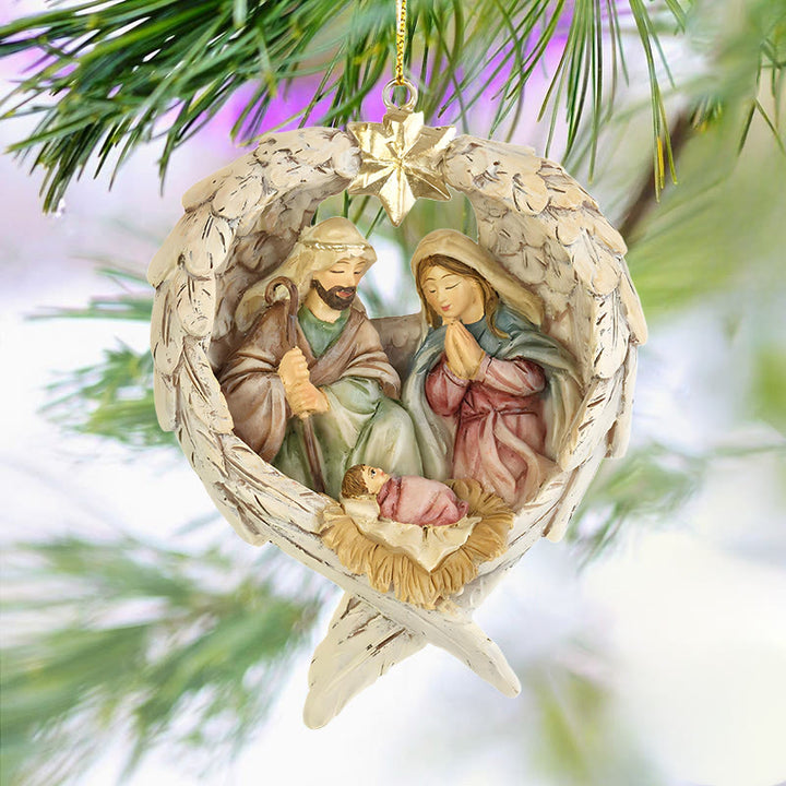Christianartworkshop Weihnachtskrippe im klassischen Stil, Engel, Flügel, Stern, Weihnachtskrippe, hängende Ornamente - image 2