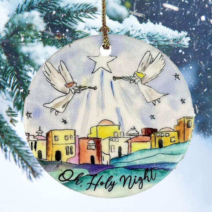 Christianartworkshop Farbiger Stil „Oh Heilige Nacht“, Engel, Stern, Weihnachtskrippe, Hängeornamente - image 2