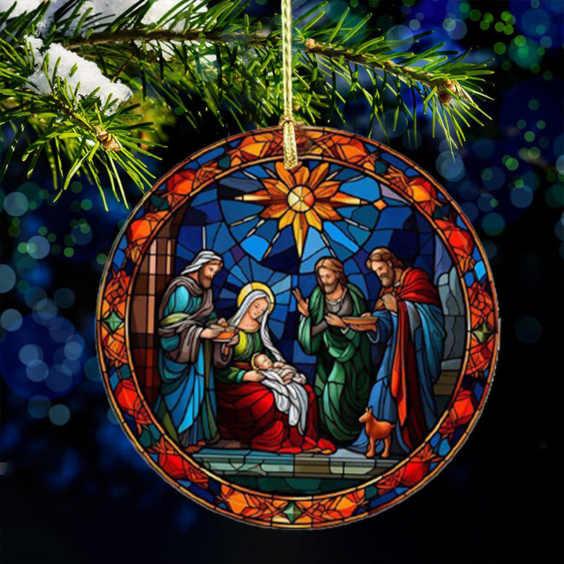 Christianartworkshop Buntglas-Stile Heilige Familie Weihnachten Bunte Ornamente D - Keramik - image 0