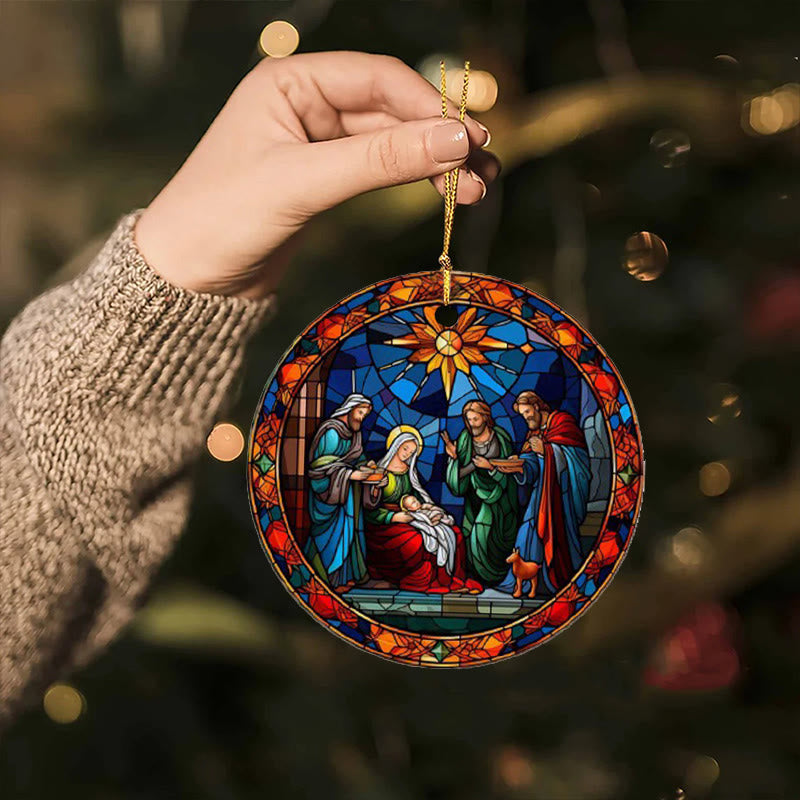 Christianartworkshop Buntglas-Stile Heilige Familie Weihnachten Bunte Ornamente D - image 4