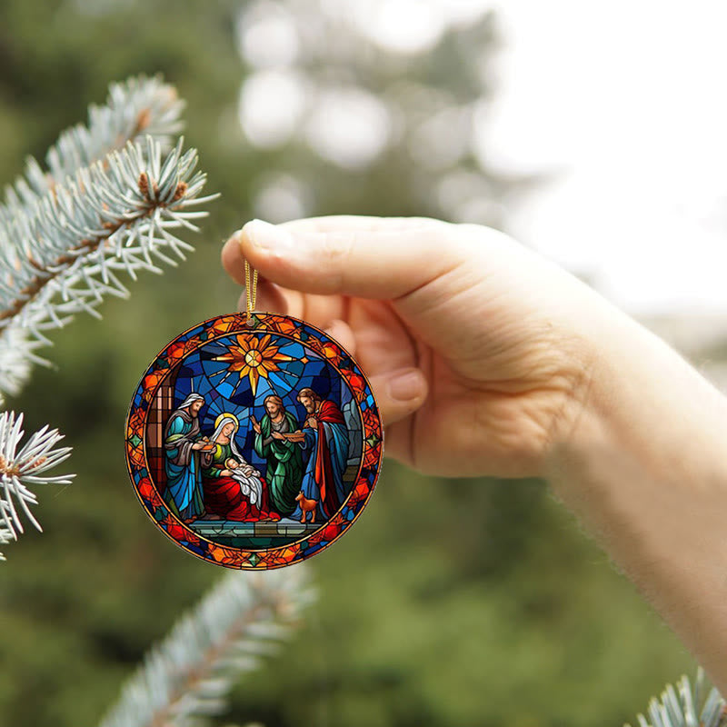 Christianartworkshop Buntglas-Stile Heilige Familie Weihnachten Bunte Ornamente D - image 1