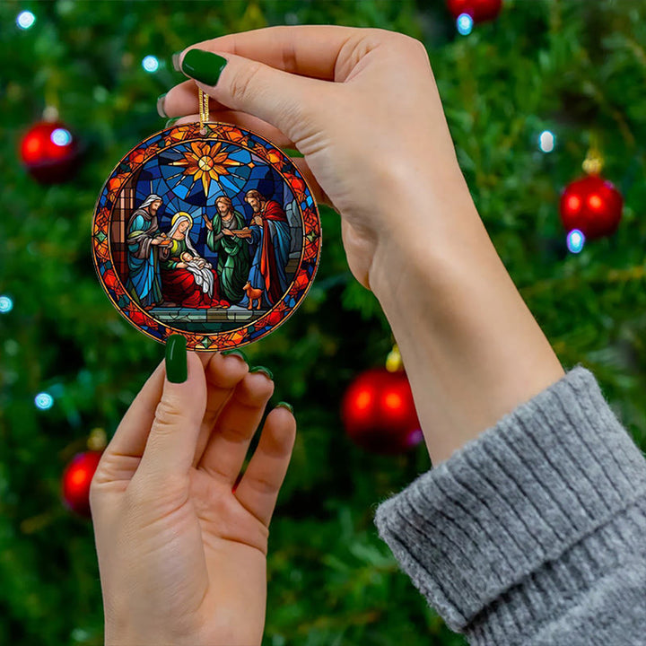Christianartworkshop Buntglas-Stile Heilige Familie Weihnachten Bunte Ornamente D - image 3