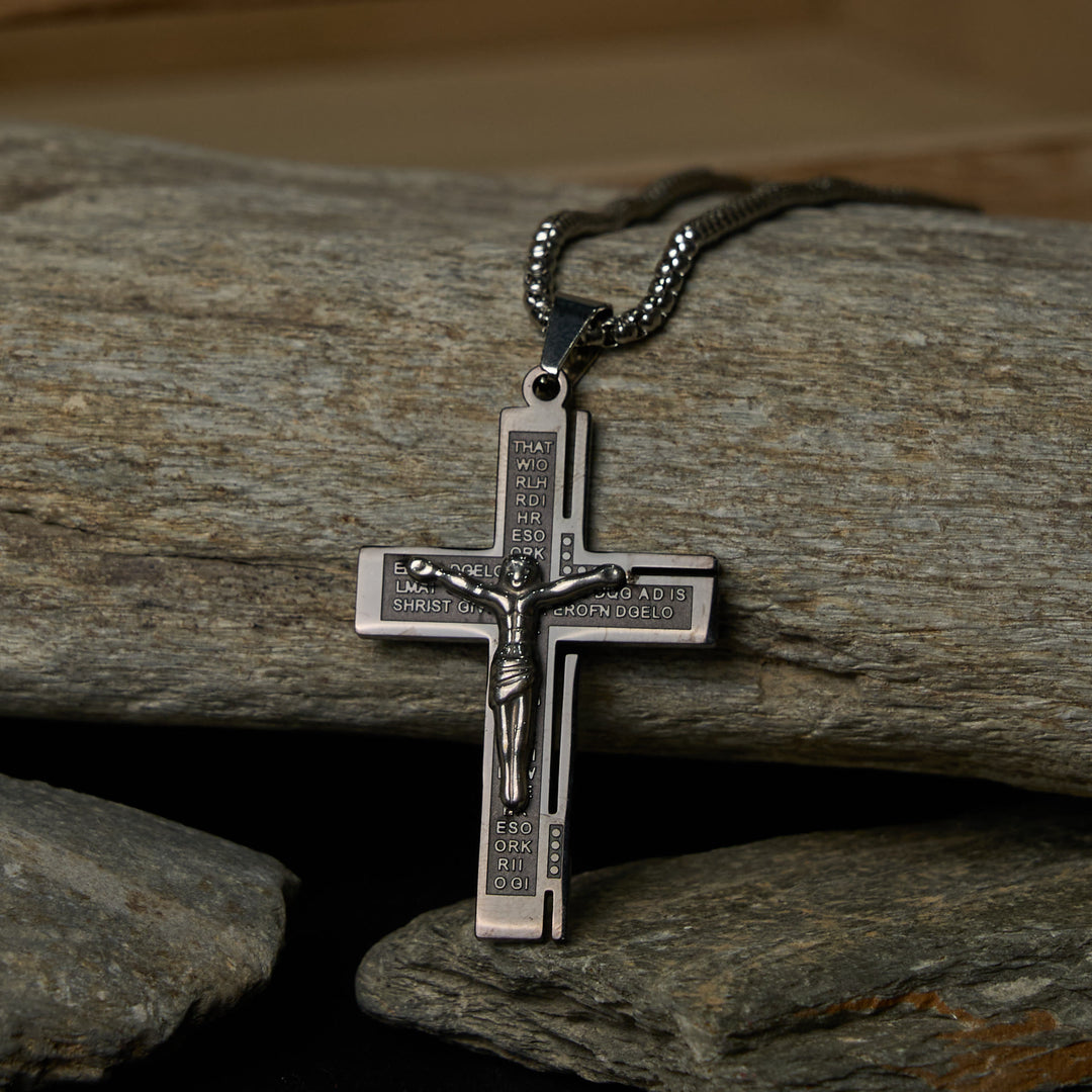 Christianartworkshop Glaube – symbolische mehrfarbige Kruzifix-Mode-Halskette - Schwarz&Silber - image 6