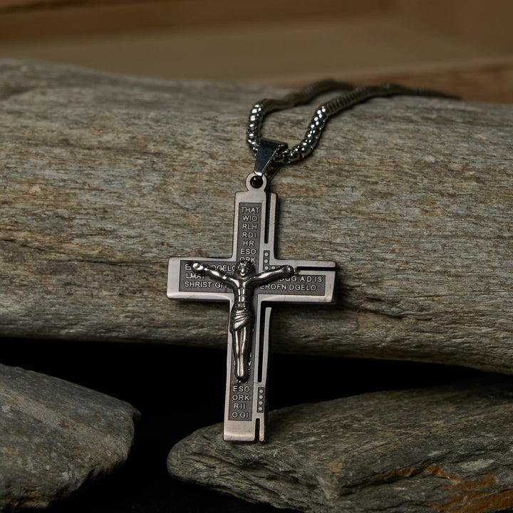 Christianartworkshop Glaube – symbolische mehrfarbige Kruzifix-Mode-Halskette - Schwarz&Silber - image 6