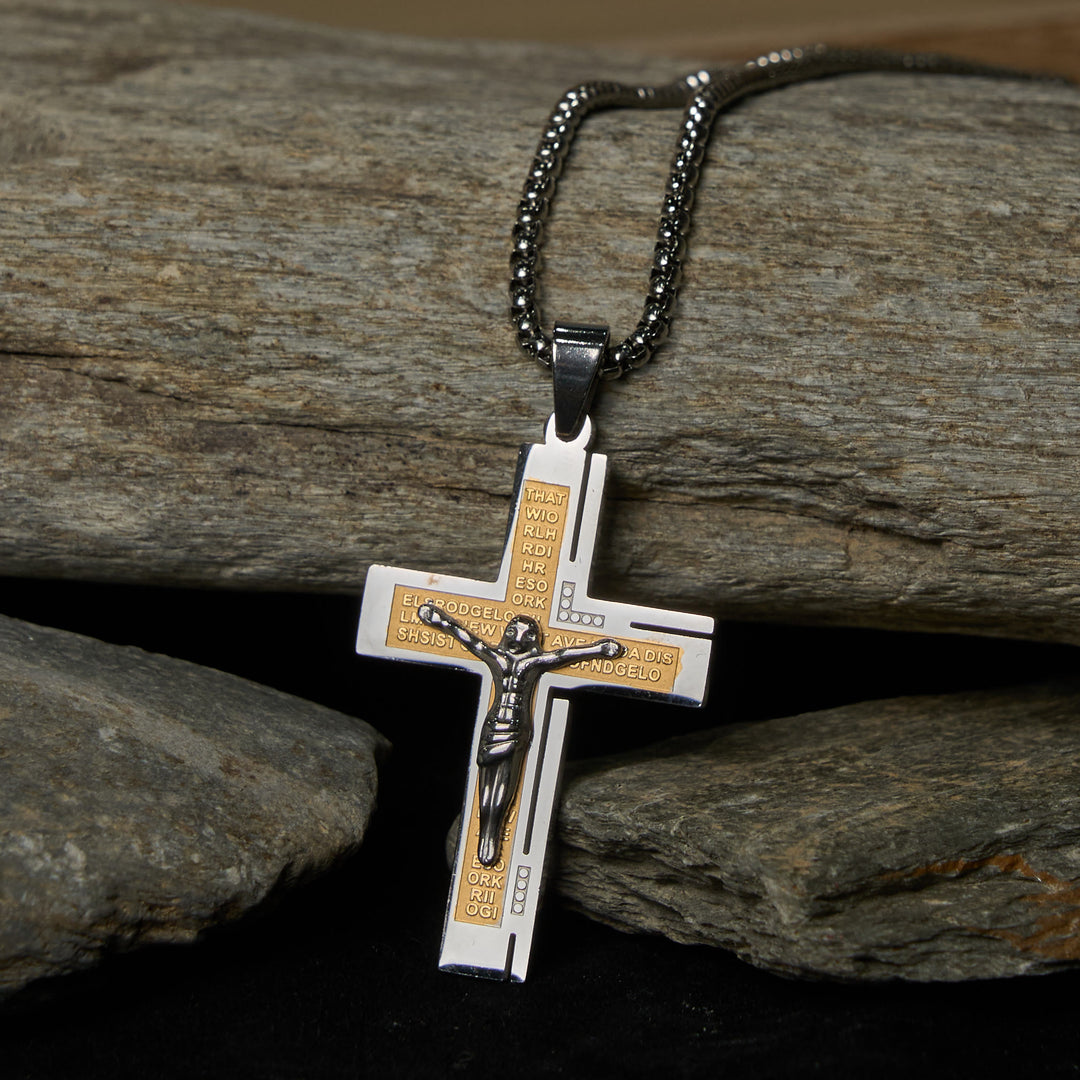 Christianartworkshop Glaube – symbolische mehrfarbige Kruzifix-Mode-Halskette - Silber & Golden - image 4