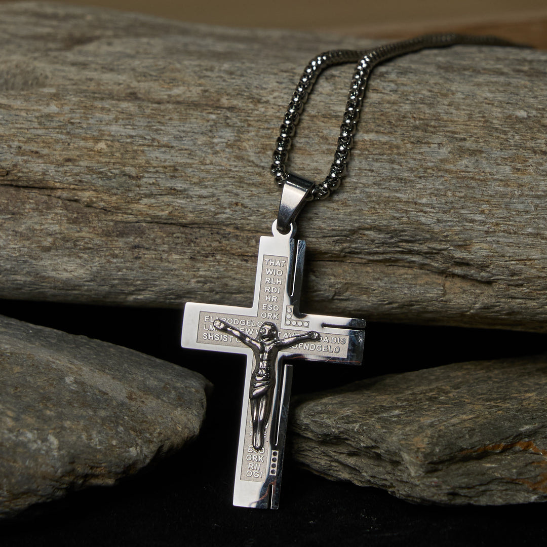 Christianartworkshop Glaube – symbolische mehrfarbige Kruzifix-Mode-Halskette - Silber - image 2
