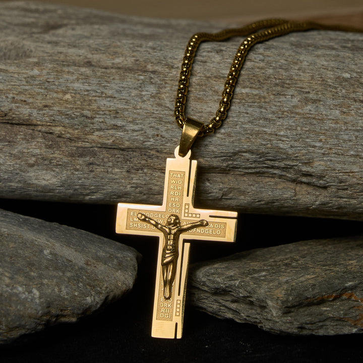 Christianartworkshop Glaube – symbolische mehrfarbige Kruzifix-Mode-Halskette - Golden - image 8