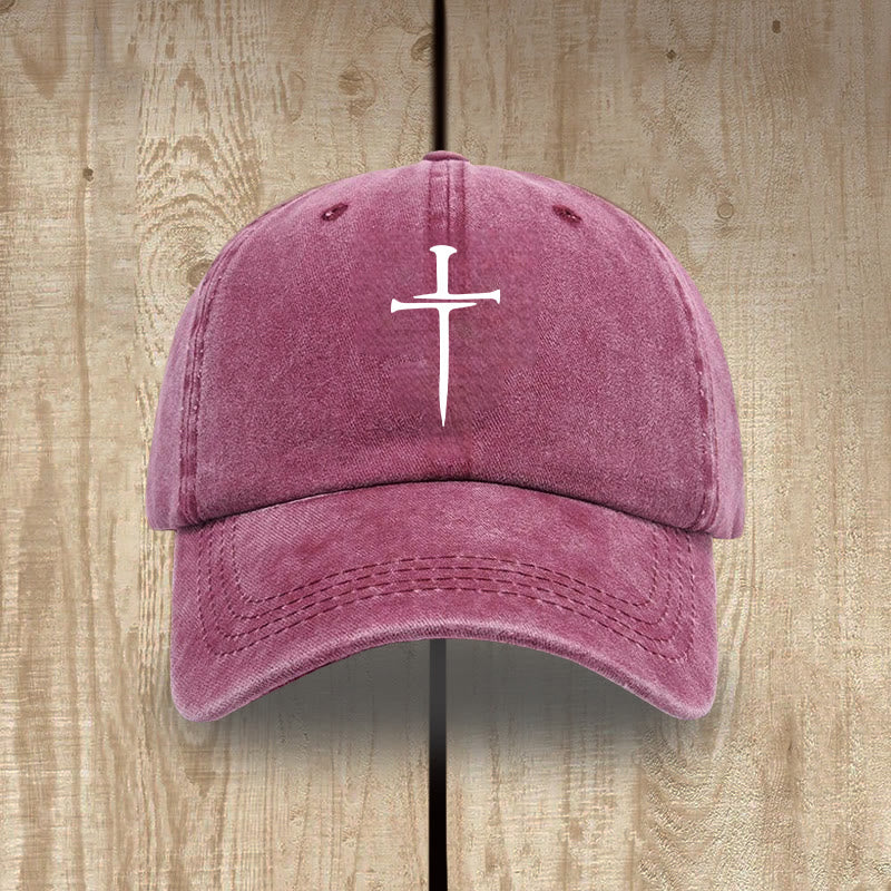Christianartworkshop Minimalistischer Drei-Nägel-Kreuzhut: Einfachheit trifft Erlösung - Wein - image 10
