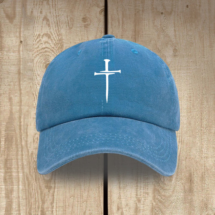 Christianartworkshop Minimalistischer Drei-Nägel-Kreuzhut: Einfachheit trifft Erlösung - Blau - image 12