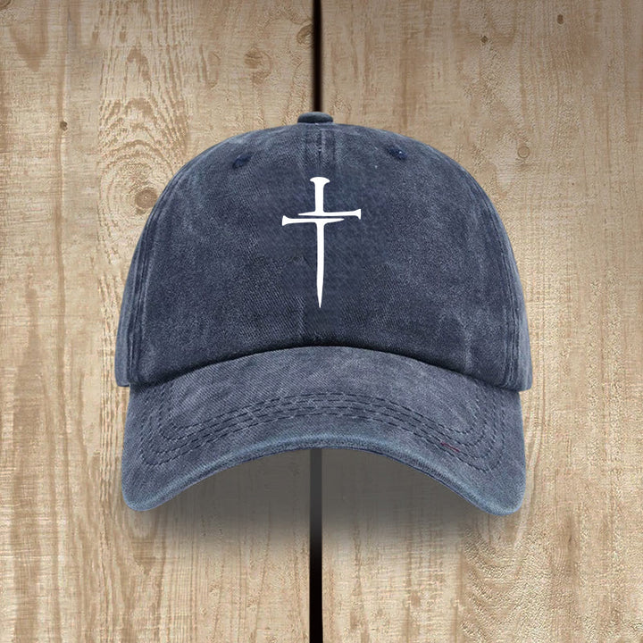 Christianartworkshop Minimalistischer Drei-Nägel-Kreuzhut: Einfachheit trifft Erlösung - Marineblau - image 5