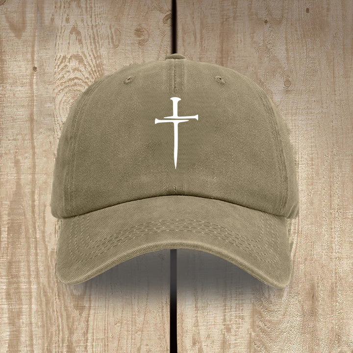 Christianartworkshop Minimalistischer Drei-Nägel-Kreuzhut: Einfachheit trifft Erlösung - Khaki - image 8