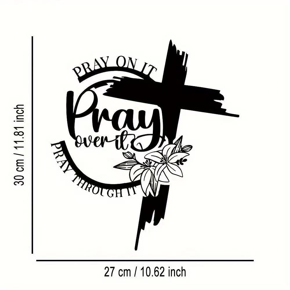 Christianartworkshop Moderner Stil „Pray Over It“-Zitat, inspirierende Wanddekoration aus Metall - image 5