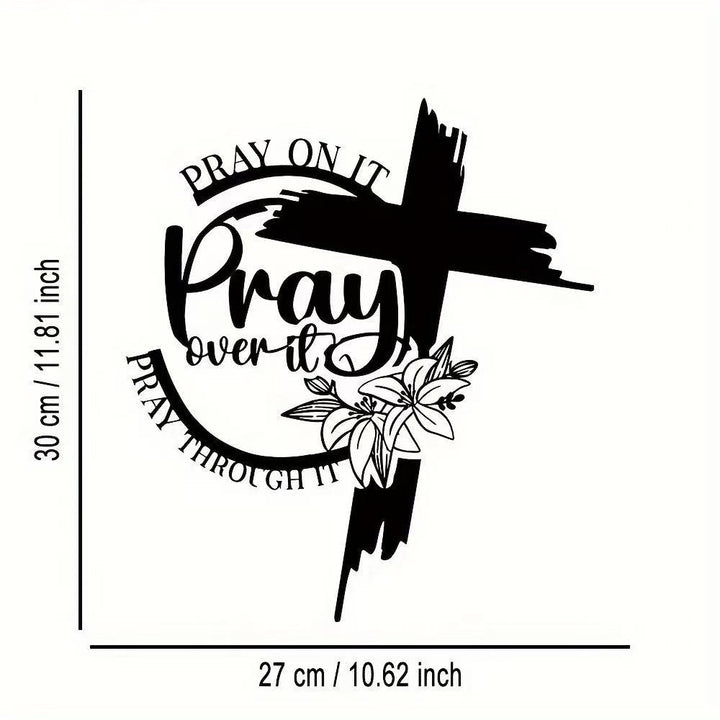 Christianartworkshop Moderner Stil „Pray Over It“-Zitat, inspirierende Wanddekoration aus Metall - image 5