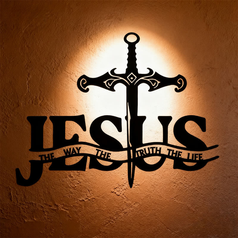 Christianartworkshop Schwarzes Eisen JESUS Der Weg Wahrheit Leben Schwert Metall Wanddekoration - Schwarz - 8,08''*11,81''/20,53*30cm - image 0