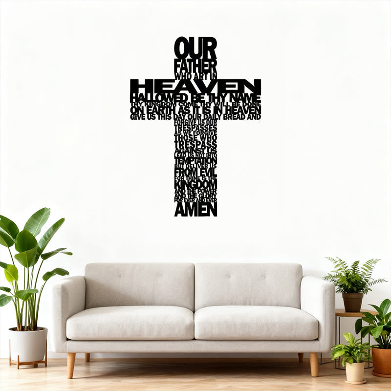 Christianartworkshop Strukturiertes Vaterunser-Kreuz aus Metall als Wanddekoration mit biblischen Sprüchen - image 2