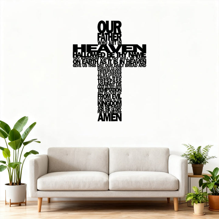 Christianartworkshop Strukturiertes Vaterunser-Kreuz aus Metall als Wanddekoration mit biblischen Sprüchen - image 2