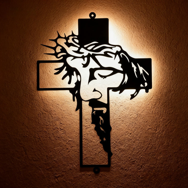 Christianartworkshop Schwarzes Metall-Jesus-Kreuz mit Dornenkrone – Wanddekoration aus Metall - Schwarz - 11,02"*15,74"/28*40cm - image 1