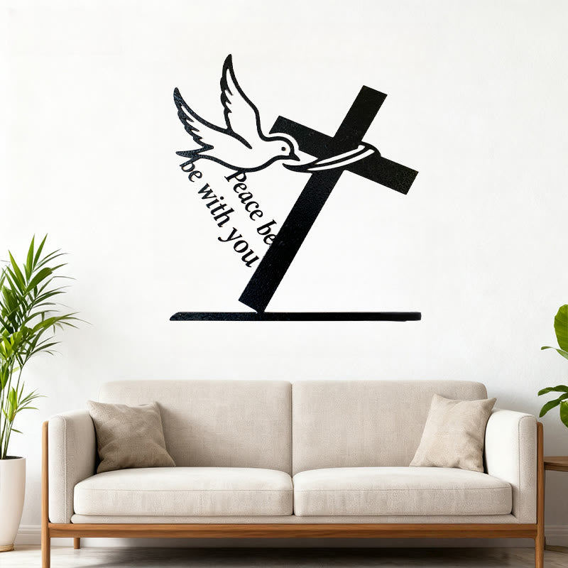 Christianartworkshop Peaceful Blessings Kreuz und Taube Metall-Wanddekoration: Sei stark und mutig - image 3