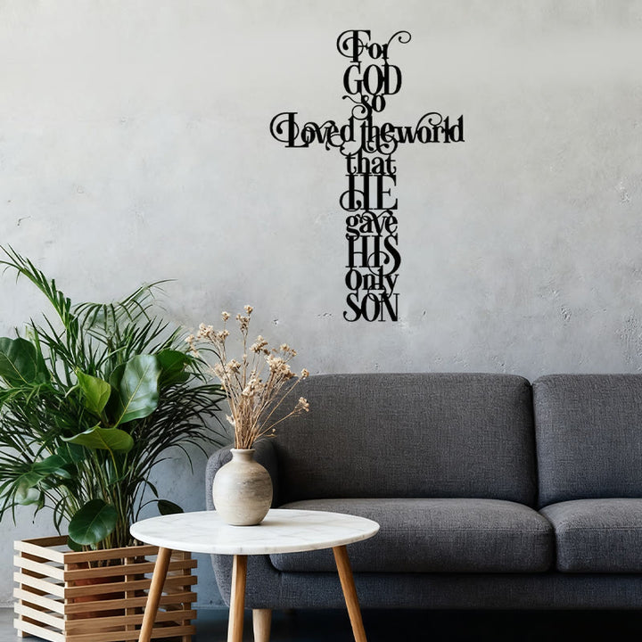 Christianartworkshop Johannes 3:16 Denn so sehr hat Gott die Welt geliebt, Kreuz, Metall-Wanddekoration - image 3