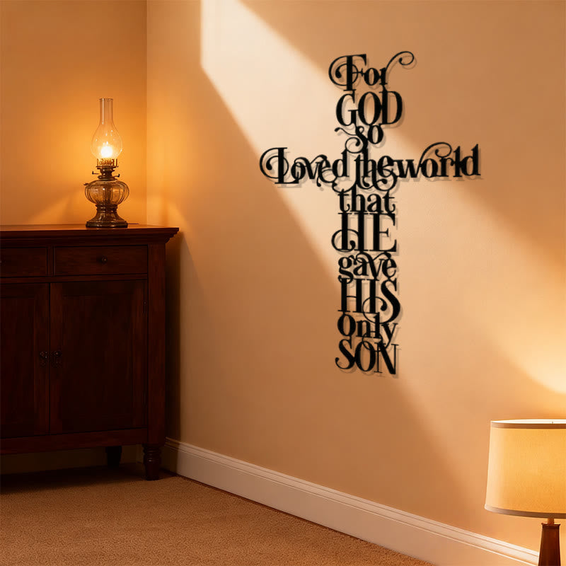 Christianartworkshop Johannes 3:16 Denn so sehr hat Gott die Welt geliebt, Kreuz, Metall-Wanddekoration - image 2