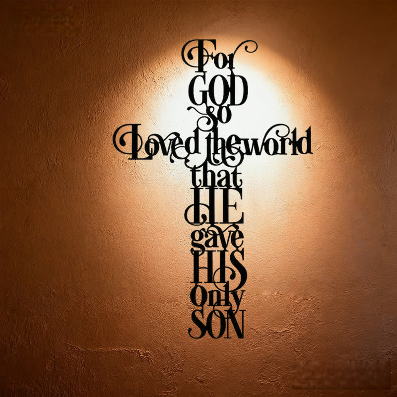 Christianartworkshop Johannes 3:16 Denn so sehr hat Gott die Welt geliebt, Kreuz, Metall-Wanddekoration - Schwarz - 7,87''*11,81''/20*30cm - image 0