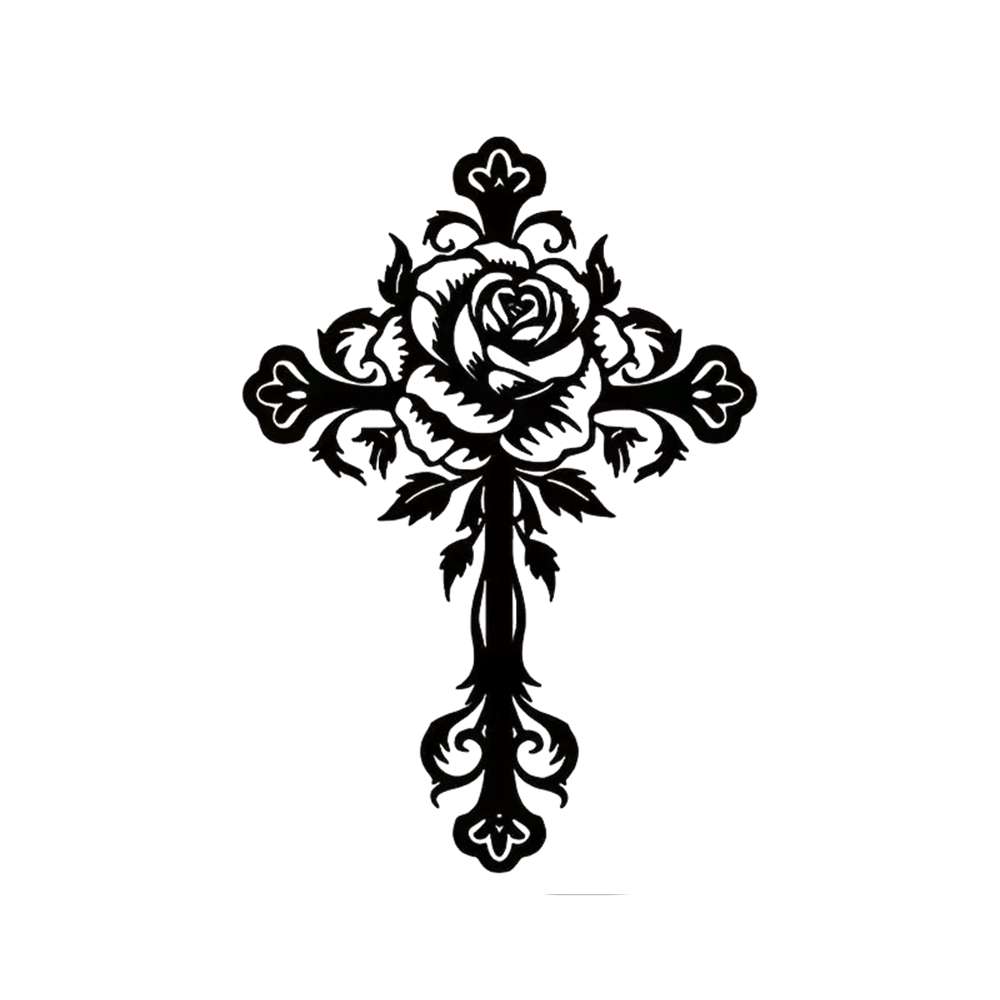 Christianartworkshop Künstlerisches Wanddekor mit Rosenkreuz und Blumenmotiv, Schwarz - image 5