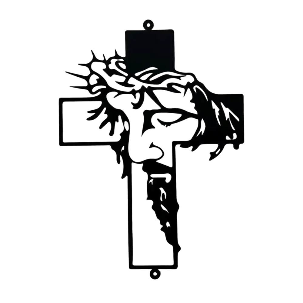 Christianartworkshop Schwarzes Metall-Jesus-Kreuz mit Dornenkrone – Wanddekoration aus Metall - image 6