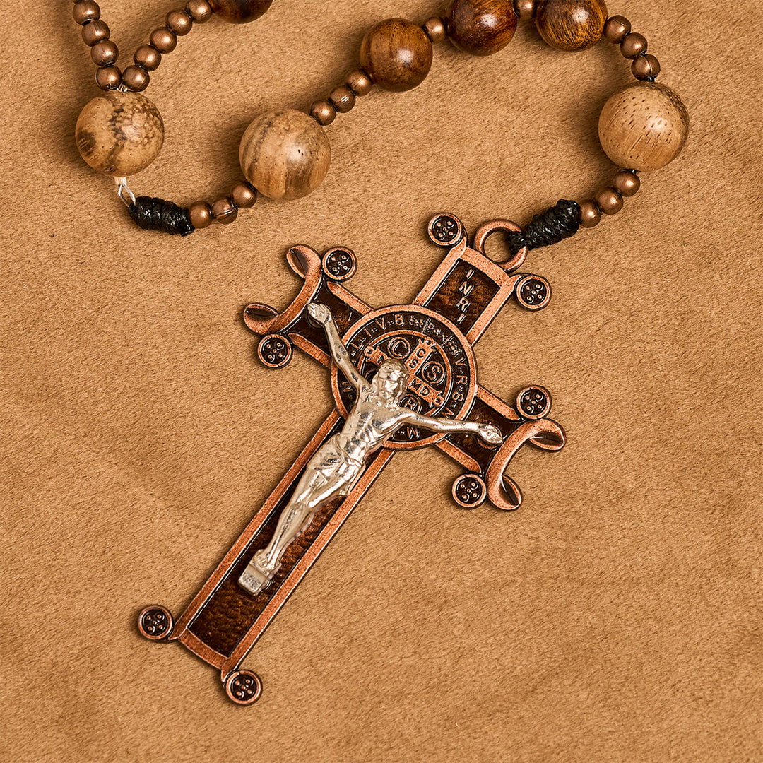 Christianartworkshop Kunsthandwerklicher Rosenkranz aus Holz: Erdfarbene Perlen und Jesus-Kruzifix - image 8