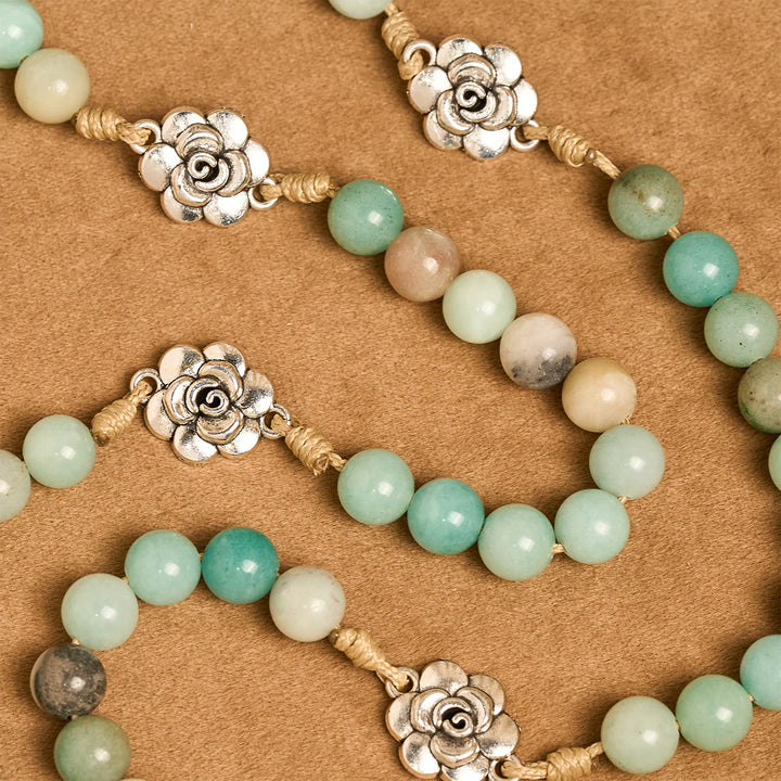 Christianartworkshop Rosenkranz mit ruhiger grüner Perle und Blumenanhängern: Voller Gelassenheit und Segen - image 8