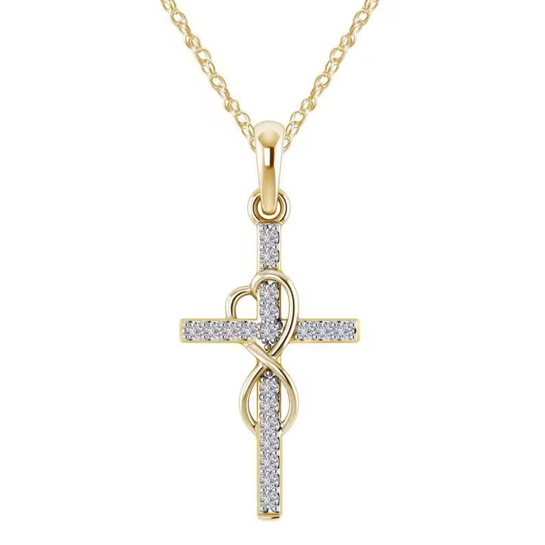 Christianartworkshop Halskette mit elegantem Unendlichkeitsherz-Kreuz-Anhänger, mehrfarbig - Golden - image 6