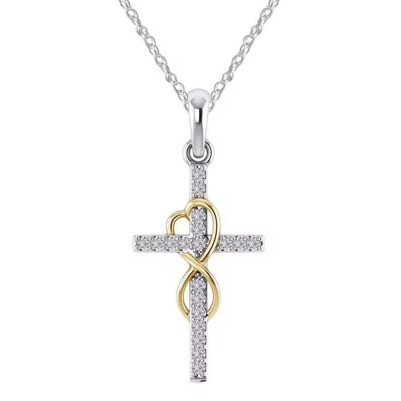 Christianartworkshop Halskette mit elegantem Unendlichkeitsherz-Kreuz-Anhänger, mehrfarbig - Golden & Silber - image 4