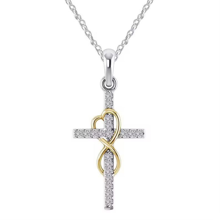 Christianartworkshop Halskette mit elegantem Unendlichkeitsherz-Kreuz-Anhänger, mehrfarbig - Golden & Silber - image 4