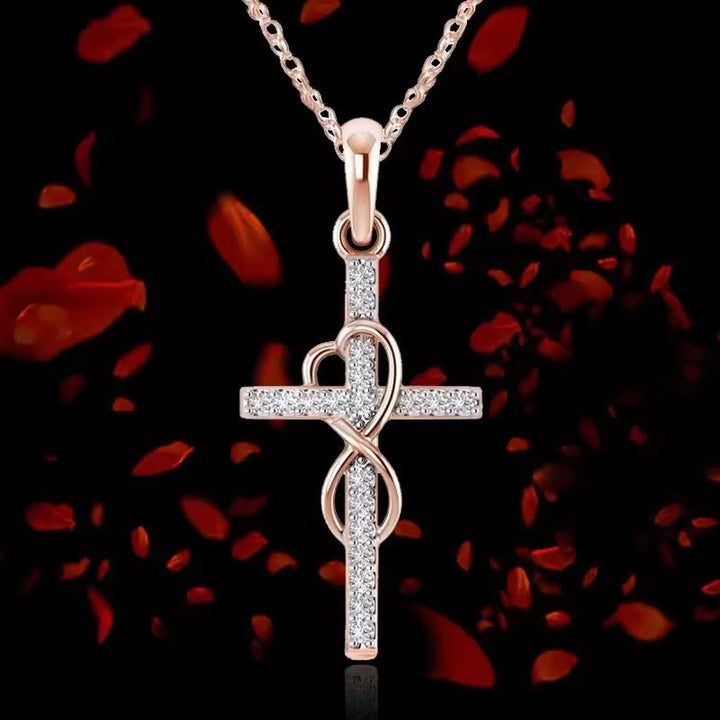 Christianartworkshop Halskette mit elegantem Unendlichkeitsherz-Kreuz-Anhänger, mehrfarbig - Sekt - image 0