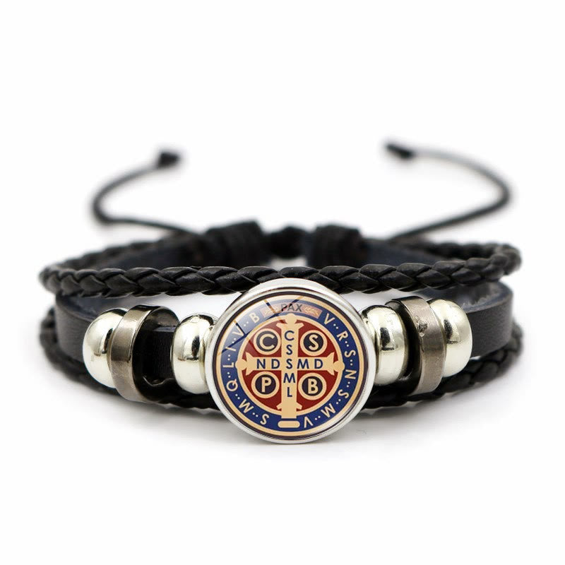 Christianartworkshop Mehrfarbiges, verstellbares St. Benedikt-Armband: Ein Symbol gegen Negativität und Angst - A - image 0