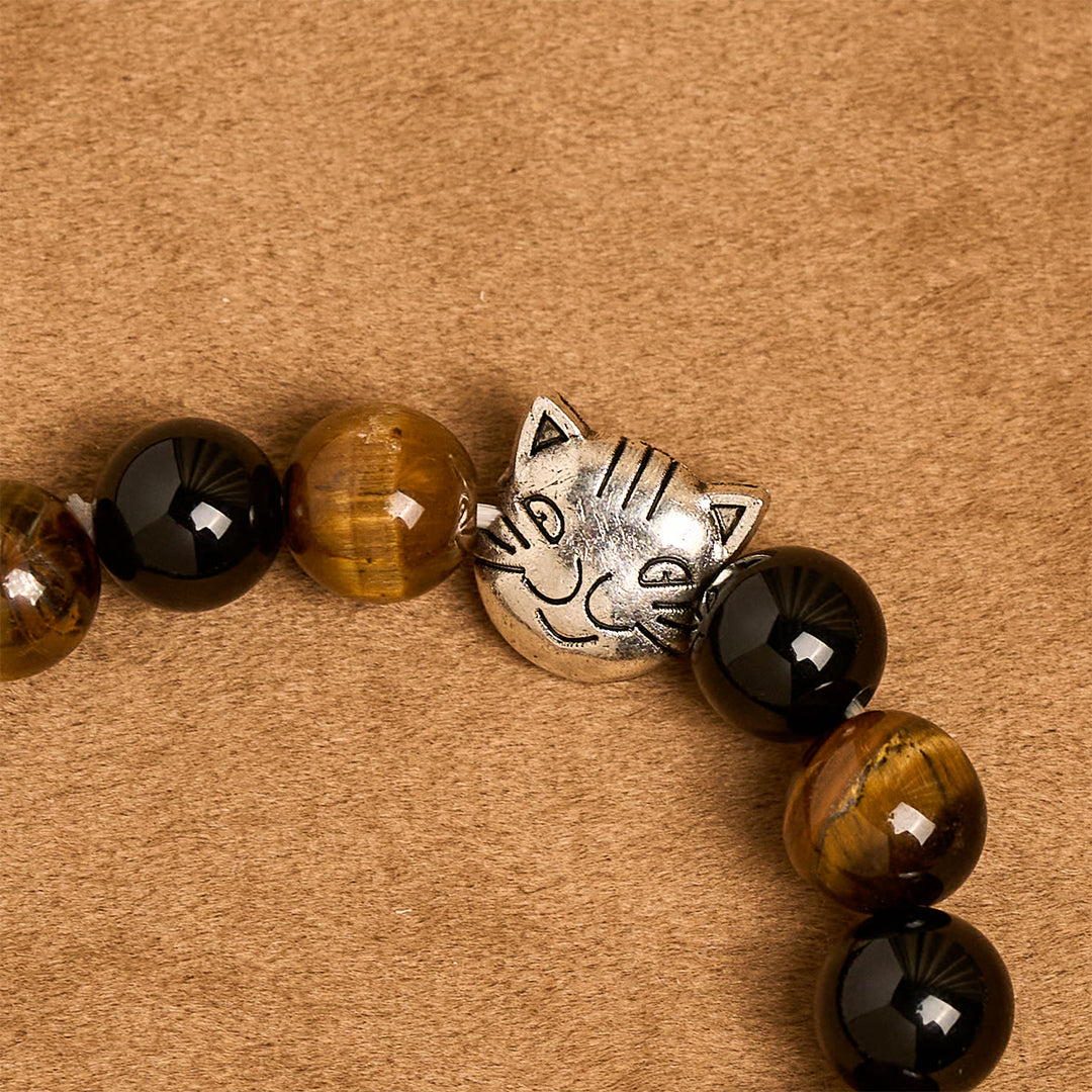 Christianartworkshop Treue getigerte Katze mit braun-schwarzen Perlen für liebevolles Gebet, Tierarmband - image 5