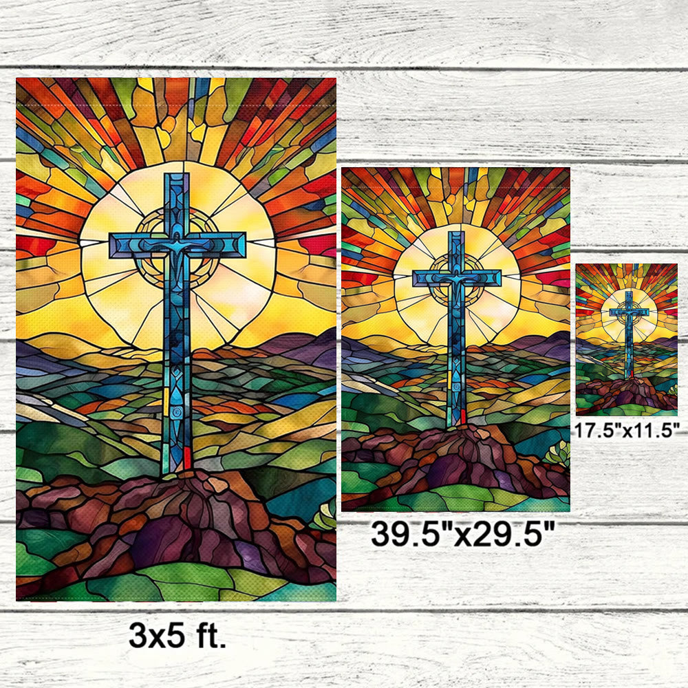 Christianartworkshop Gartenflagge mit gebeiztem Kreuz: Lebendiges religiöses Glaubensdekor - image 5