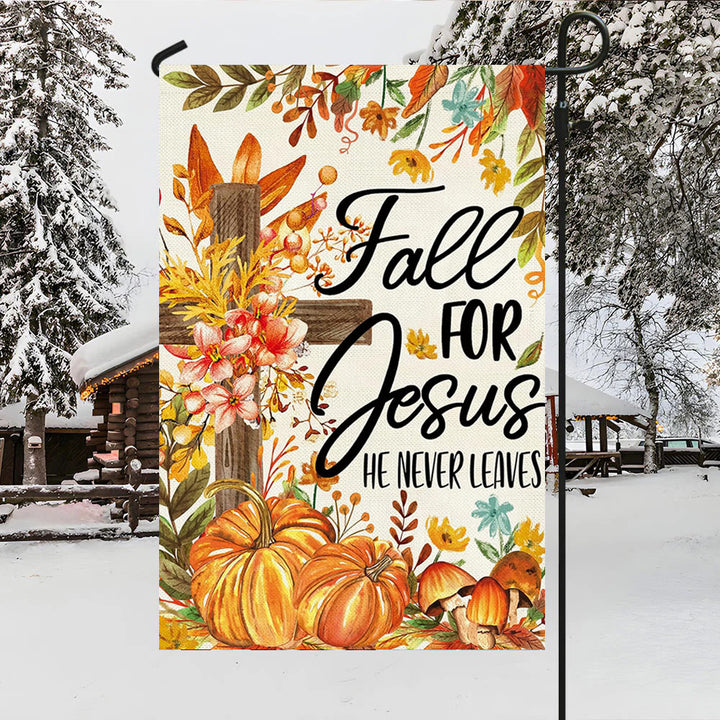 Christianartworkshop Fall for Jesus Herbst-Gartenflagge mit roten Kardinälen und Kürbissen - image 10