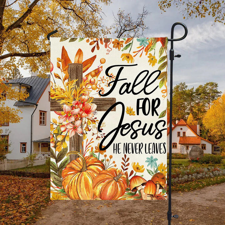 Christianartworkshop Fall for Jesus Herbst-Gartenflagge mit roten Kardinälen und Kürbissen - image 11