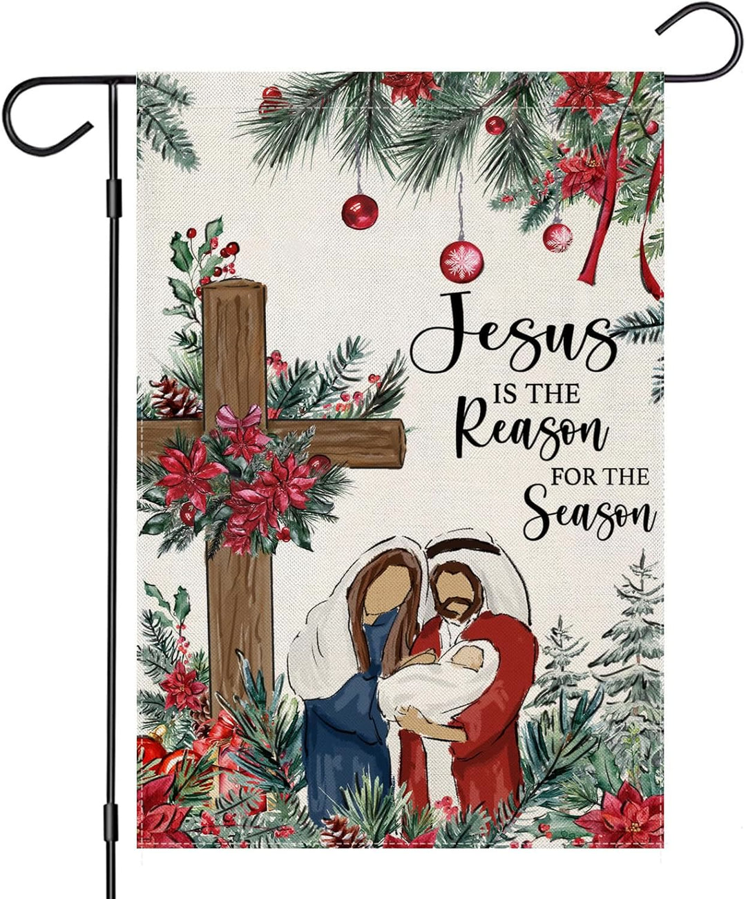 Christianartworkshop Gartenflagge mit der Aufschrift „Jesus ist der Grund“: Weihnachtsdekor für den Glauben - image 6