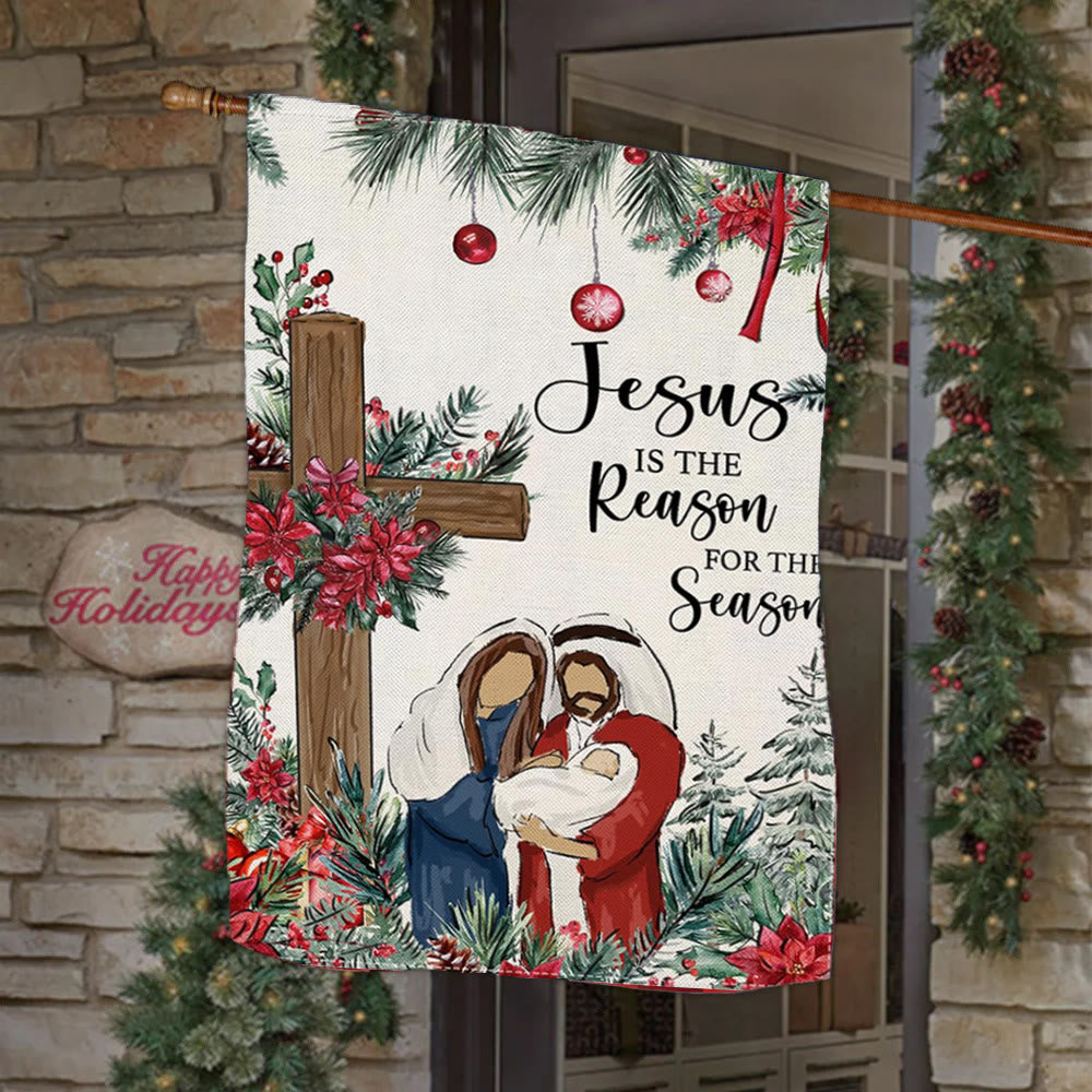 Christianartworkshop Gartenflagge mit der Aufschrift „Jesus ist der Grund“: Weihnachtsdekor für den Glauben - image 1