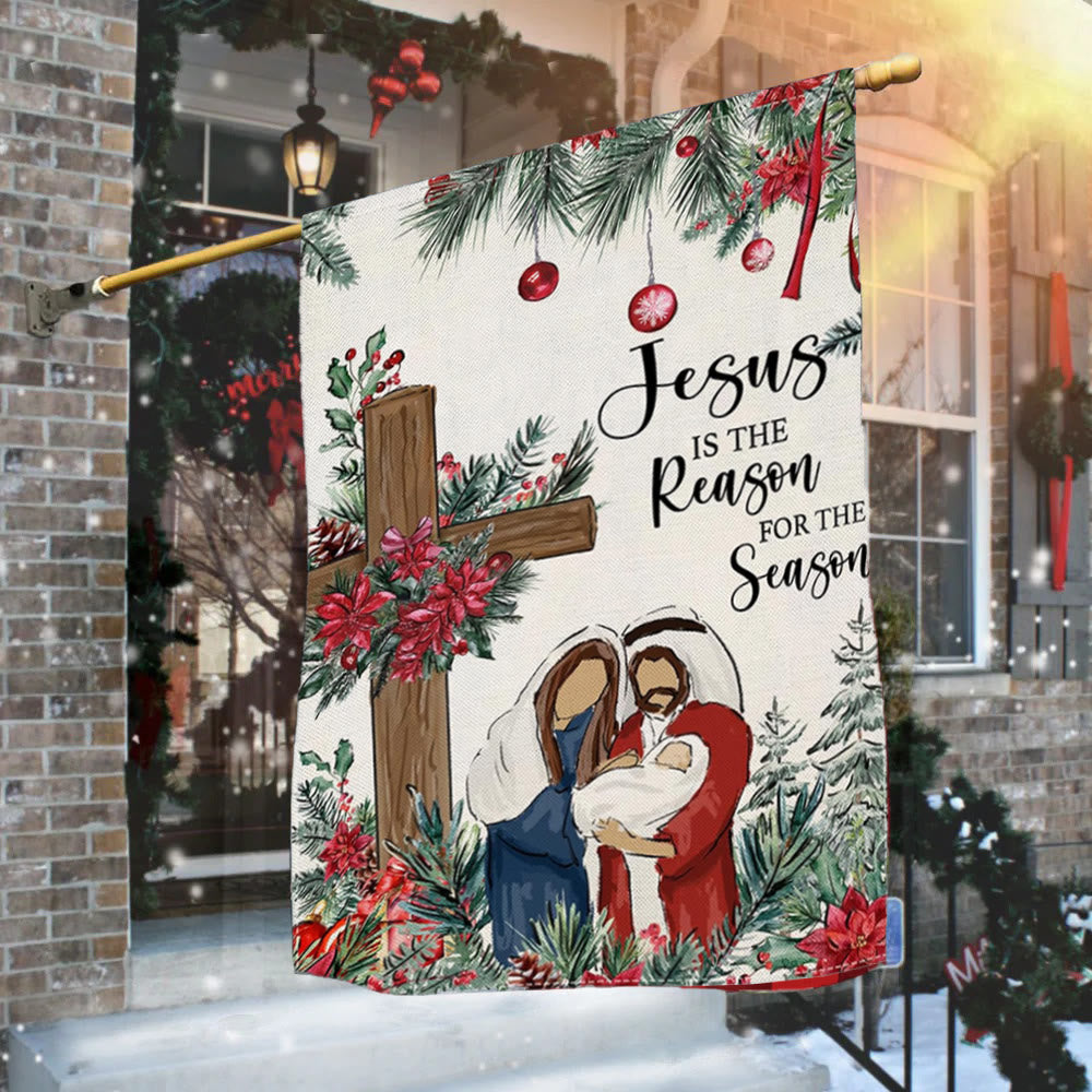 Christianartworkshop Gartenflagge mit der Aufschrift „Jesus ist der Grund“: Weihnachtsdekor für den Glauben - 90×150cm (3×5 Fuß) - image 0