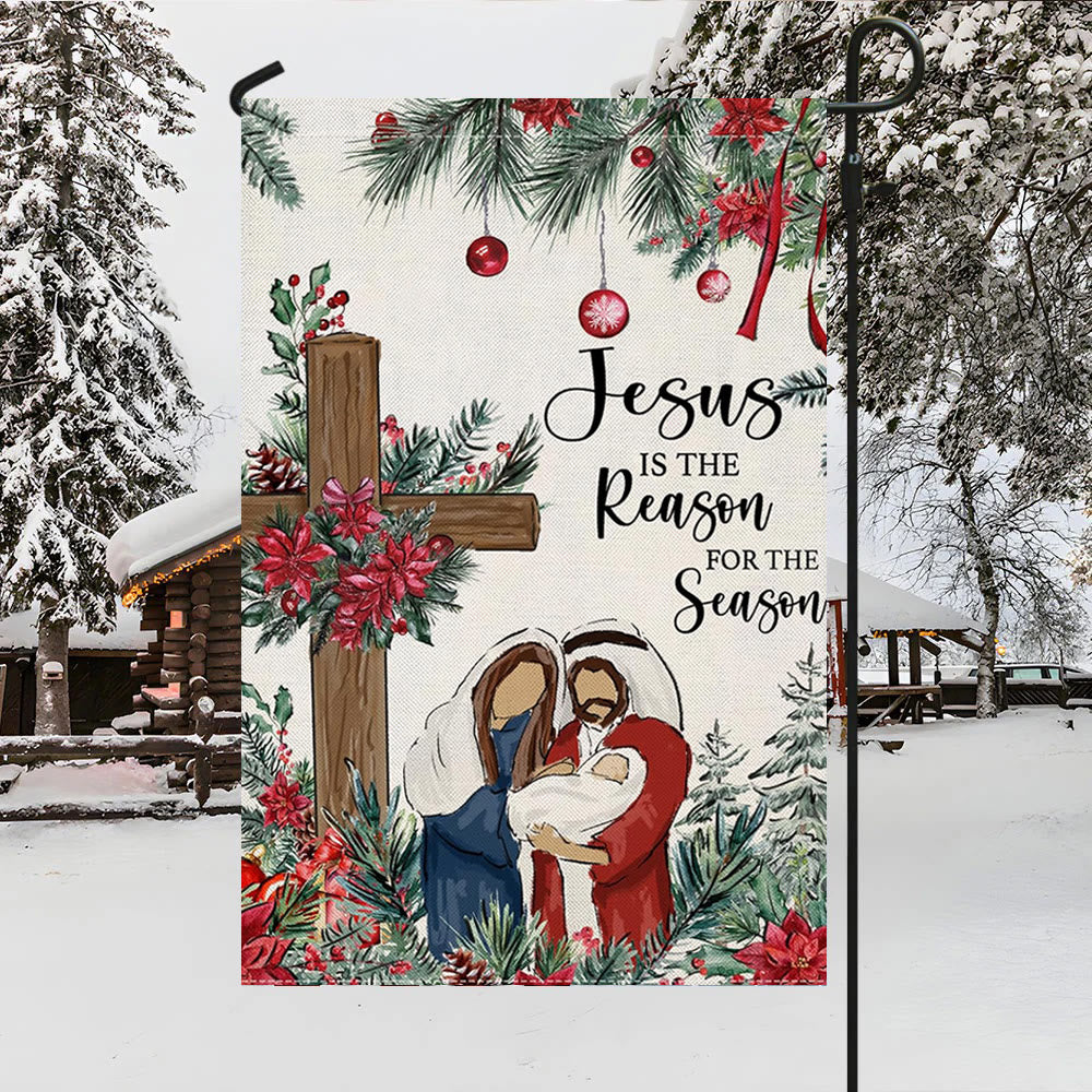 Christianartworkshop Gartenflagge mit der Aufschrift „Jesus ist der Grund“: Weihnachtsdekor für den Glauben - image 3